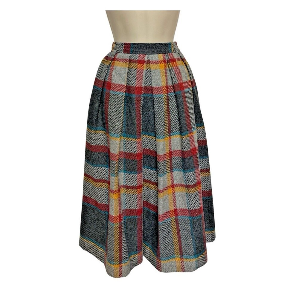 Vintage Country Suburbans Pleated Wool Plaid Skirt Womens Size 8 Made USA